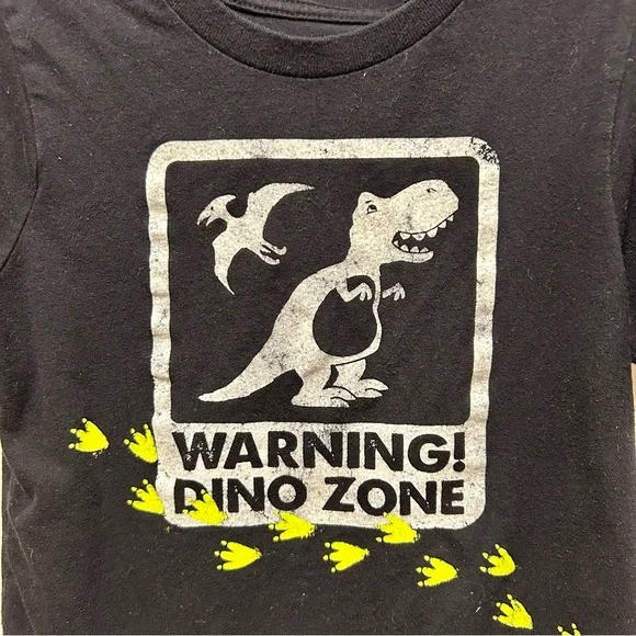 Est 1989 Sz 5T Dino 🦕 Zone Black Gray & Yellow T Shirt GUC - Picture 2 of 5